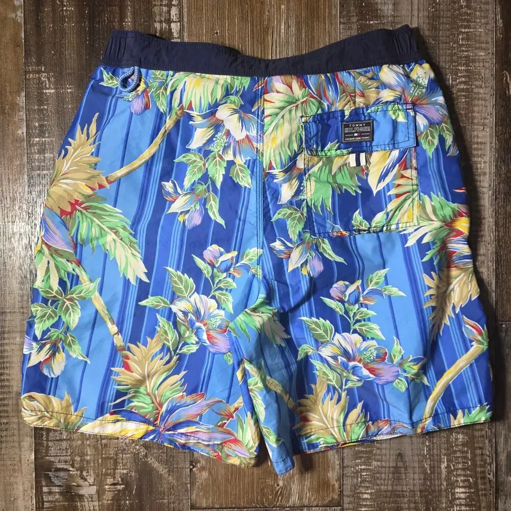 Tommy Hilfiger Vintage Tropical Swim Trunks With Liner Sz. Medium